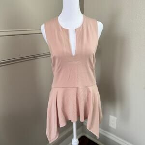 PINK BCBG MAXAZRIA SIZE S Tobin V-neck Asymmetric Peplum Top MSRP $128